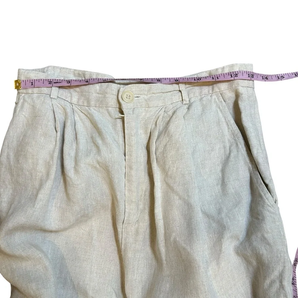 Reformation oatmeal linen vesta wide leg pleated trouser pants size 8 career - Picture 8 of 14